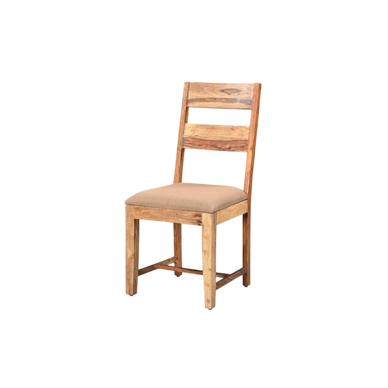 HomeRoots Set of Two Brown Fabric And Wood Ladder Back Dining Side Chairs - 18 in. x 39 in. x 18 in.