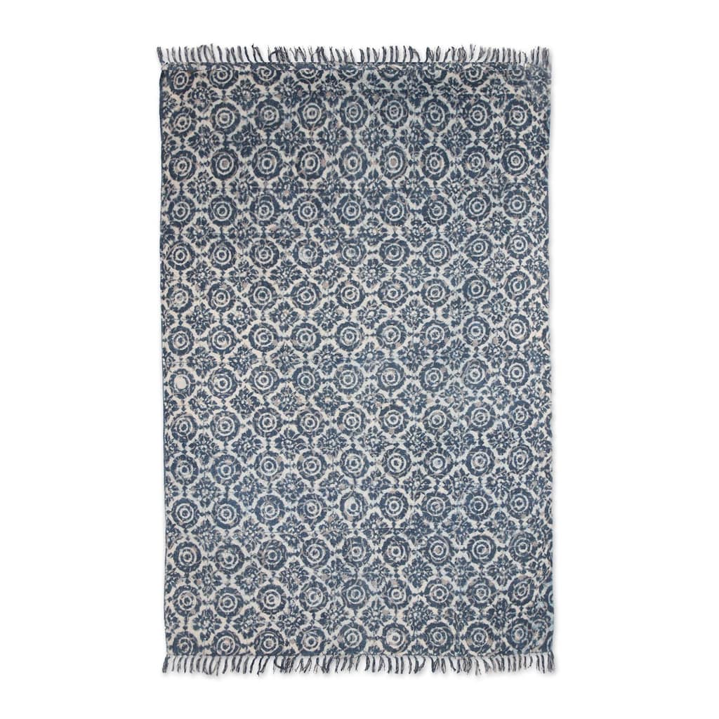 Handmade Azure Royalty Cotton area rug (India) - Big