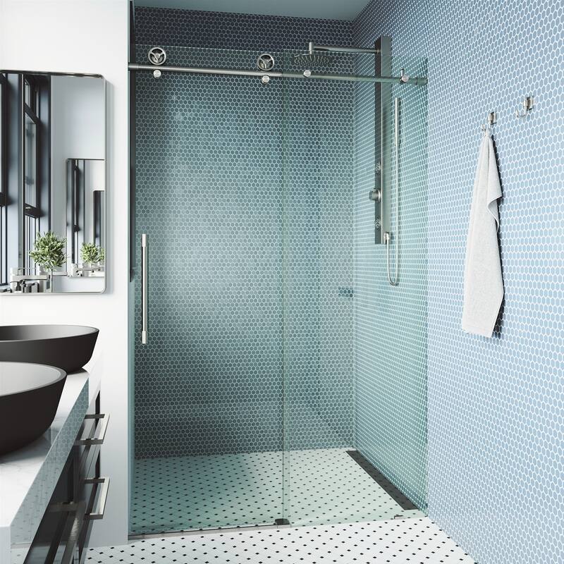 Vigo VG6044CL5276 Elan Cass 76" High x 52" Wide Sliding Frameless - Stainless Steel
