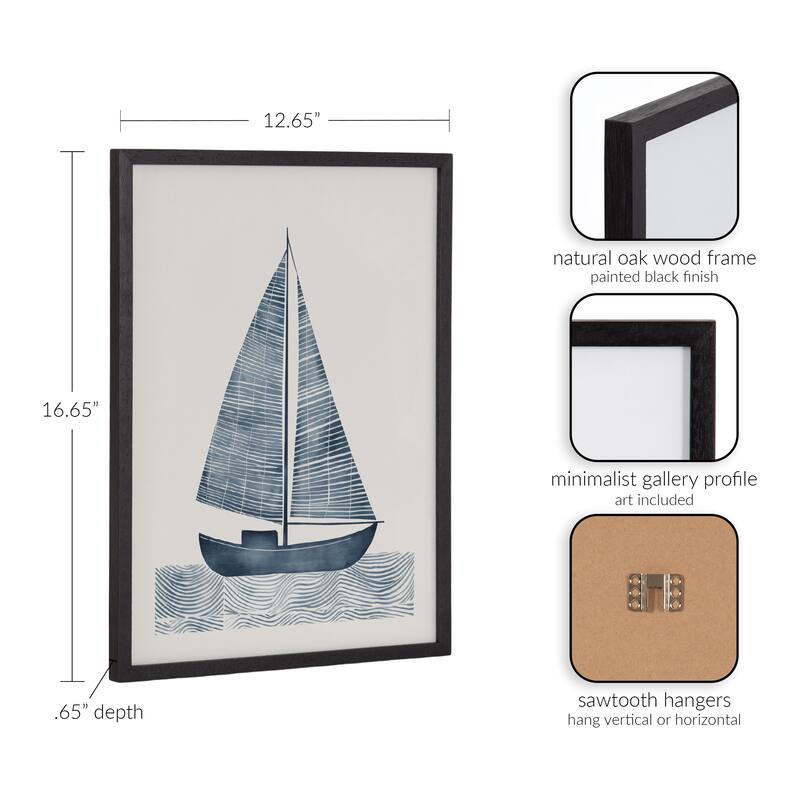 Kate and Laurel Gallery Nautical Blue Sailboat Print