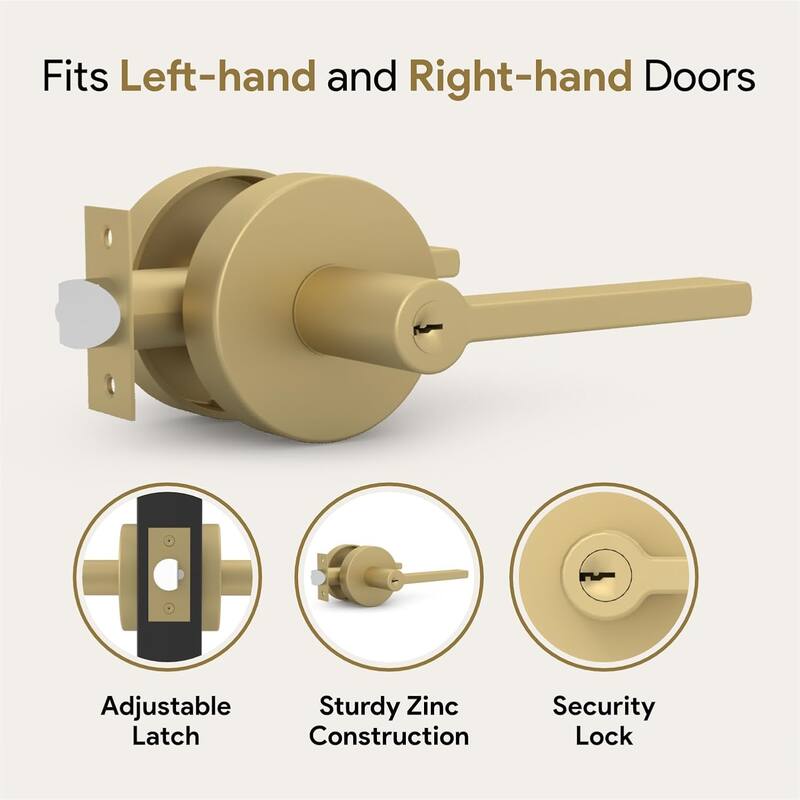 Mega Handles RALPH Entry Lever & Deadbolt Combo – Modern Stainless Steel Lock Set for Left/Right Doors, Square Rosette