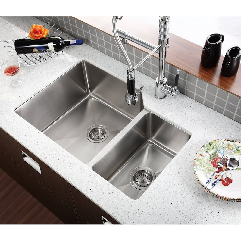 Dowell Undermount Double Bowl Stainless Steel Kitchen Sink - Small Radius Corners