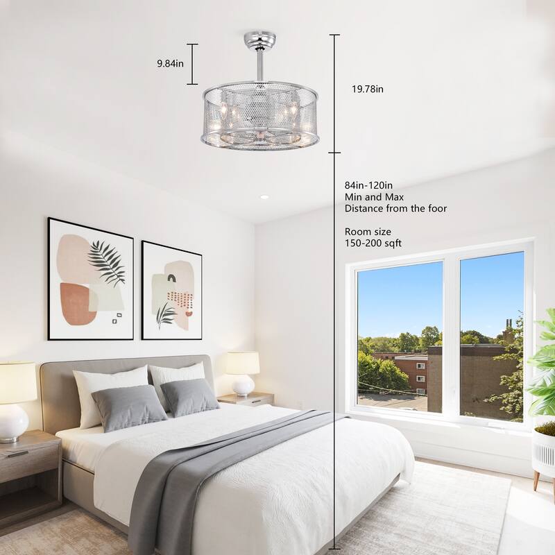 20.4'' 3 ABS Fan Blades Dual Shade Modern Ceiling Fan with Remote Control, Noiseless Reversible AC Motor,Chrome