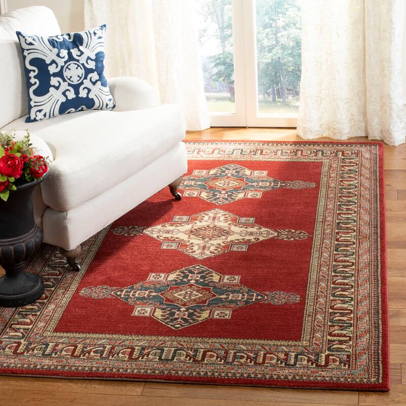 SAFAVIEH Mahal Ruzana Traditional Oriental Rug - 4' x 5'7" - Red/Creme - Rectangle