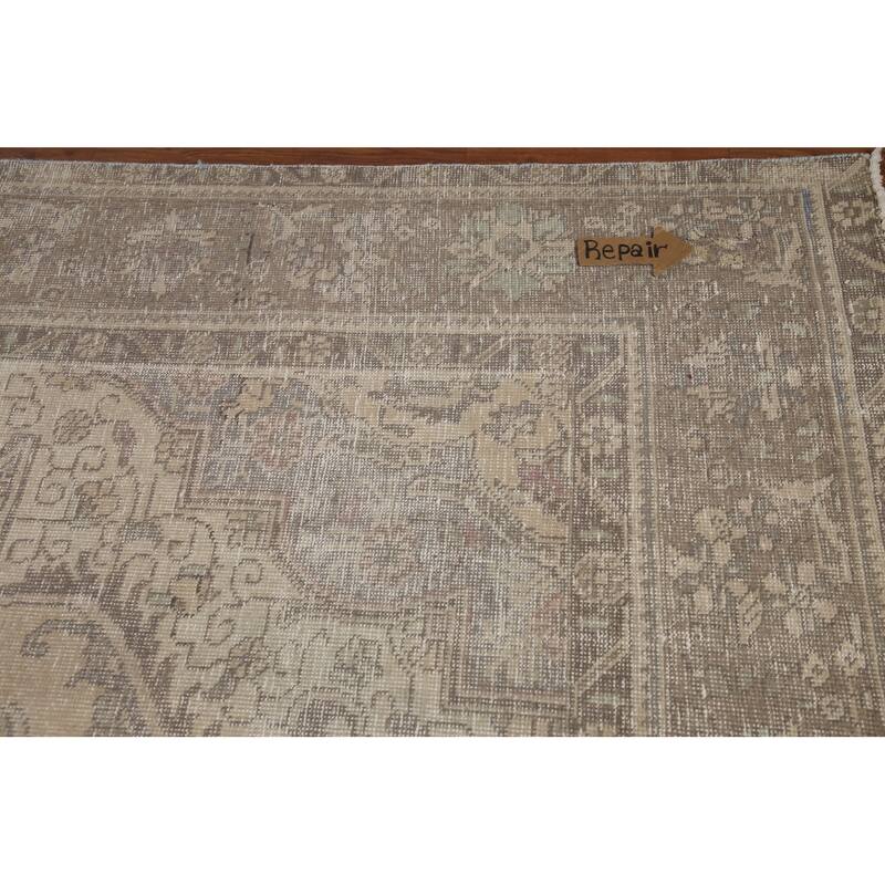 Hand Knotted Oriental 100% Wool Carpet Traditional Medallion Beige & Ivories Tabriz Area Rug - 12' 6'' X 9' 6''
