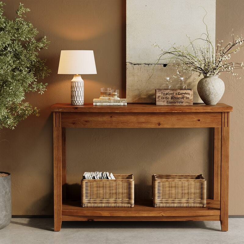 41.3" Solid Wood Console Table with Storage Shelf