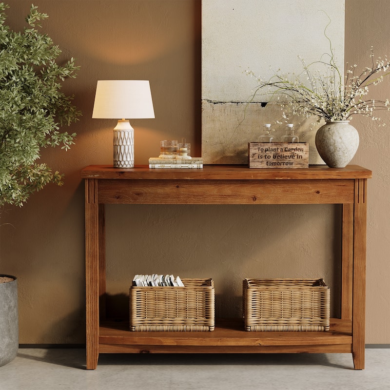 Solid Wood Console Table, 41.3" Entryway Table with Storage Shelf