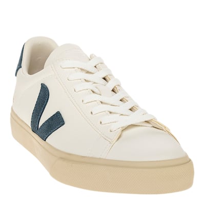 Veja Men's Campo Leather Sneakers in White with Blue