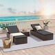 preview thumbnail 29 of 30, Rian 3-Piece Rattan Wicker Patio Chaise Lounge Set with 6 Positions, Cushions, & Table