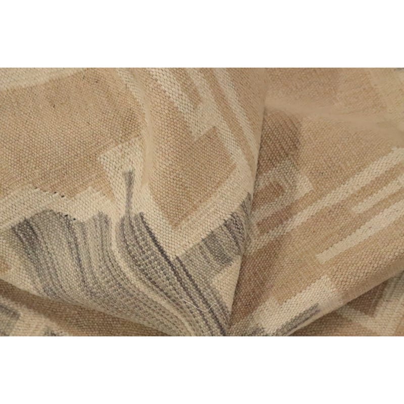 Hand Woven Oriental 100% Wool Carpet Southwestern Tribal Beige & Ivories Kilim Area Rug - 5' 0'' X 3' 5''