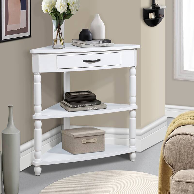 Retro 33.8" Small Triangle Corner Table for Small Spaces