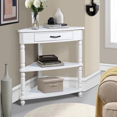 Retro 33.8" Small Triangle Corner Table for Small Spaces