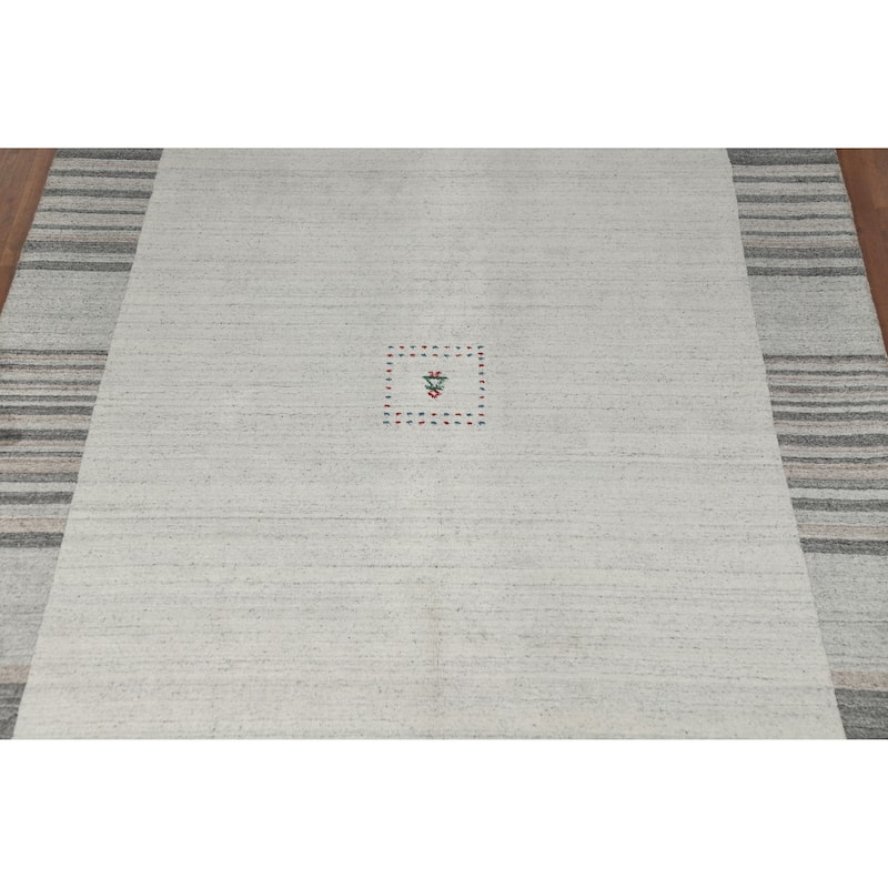 Gabbeh Indian Area Rug Hand-Knotted Wool Carpet - 5'5" x 7'7"