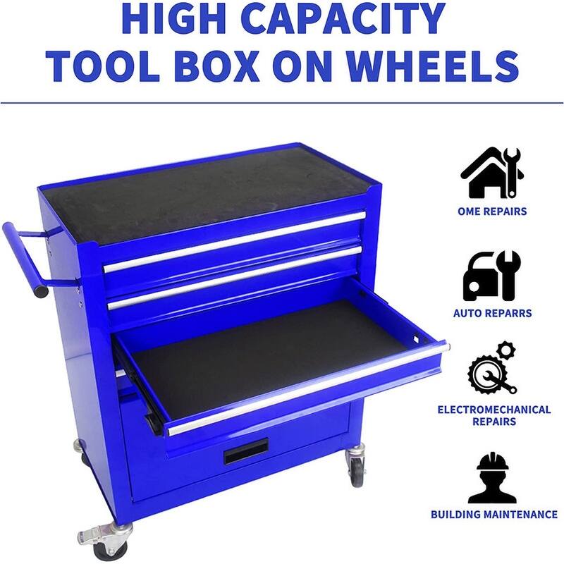 4-Drawer Rolling Tool Cart Storage Tool Box Cabinet Locked Organizer