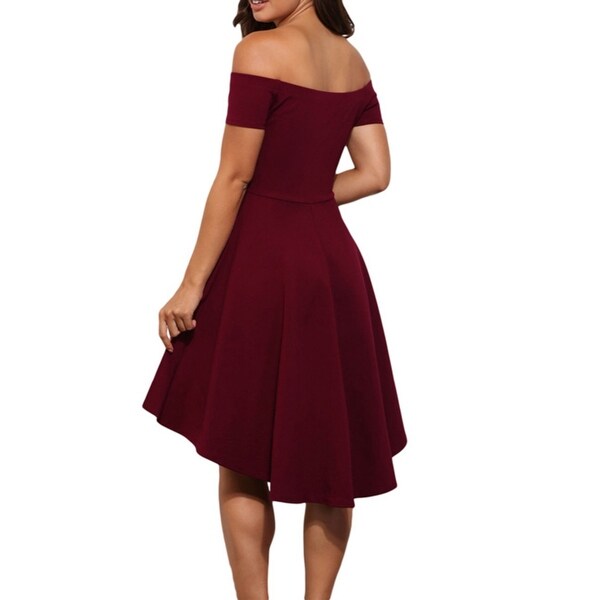 black and red off the shoulder dress