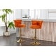 preview thumbnail 4 of 11, Orange Velvet Adjustable Swivel Barstool Kitchen Bar Chairs, Set of 2