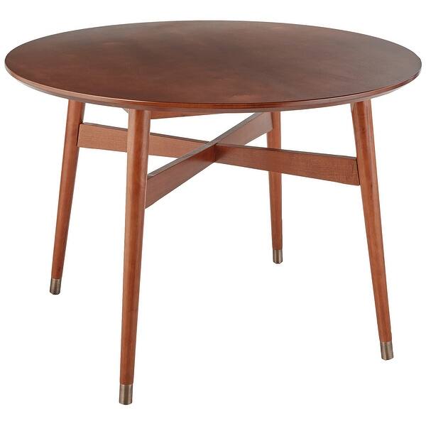 Mid Century Modern Cross Base Round Dining Room Table with Brass