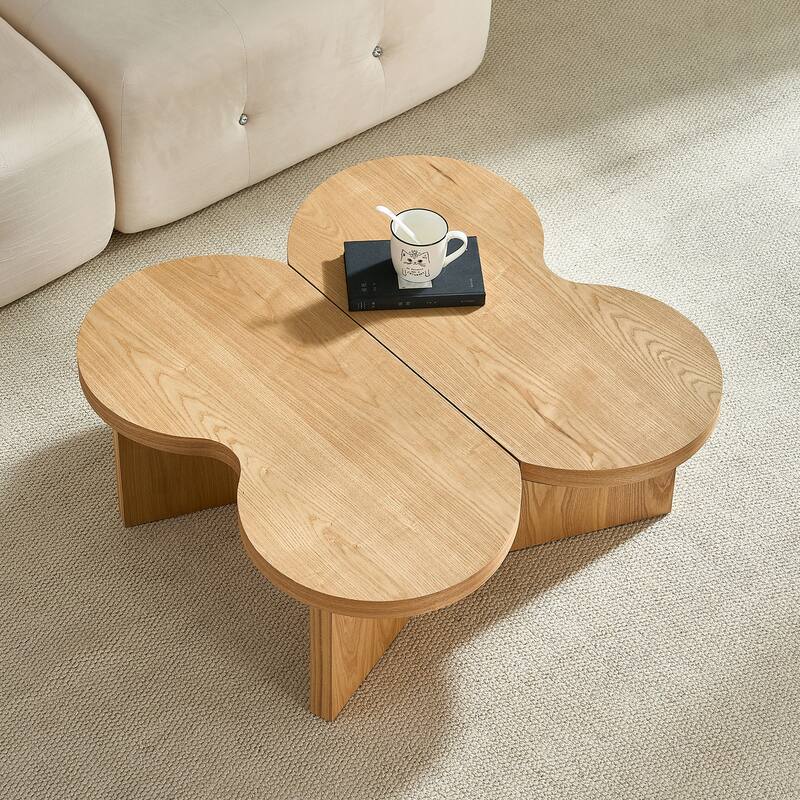 Accent Butterfly Coffee Table with Sturdy Legs, Wood Nesting Coffee Table, Modern Low Center Table for Living Room, Office