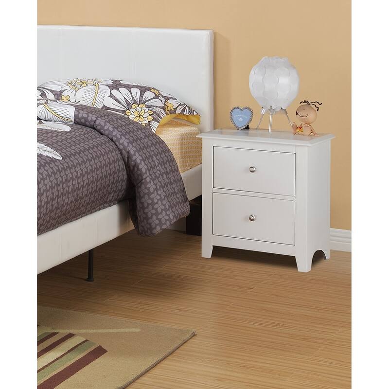 Modern Bedroom Nightstand,2 Drawers Bed Side Table Rubberwood