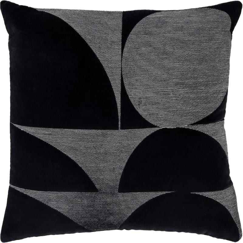 Rizzy Home Cotton Velvet Contemporary Shape Throw Pillow Cover… - Black