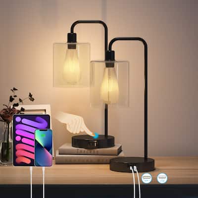 Touch Control Bedside Lamp Table Lamp, LED Bulb Included (Set of 2)