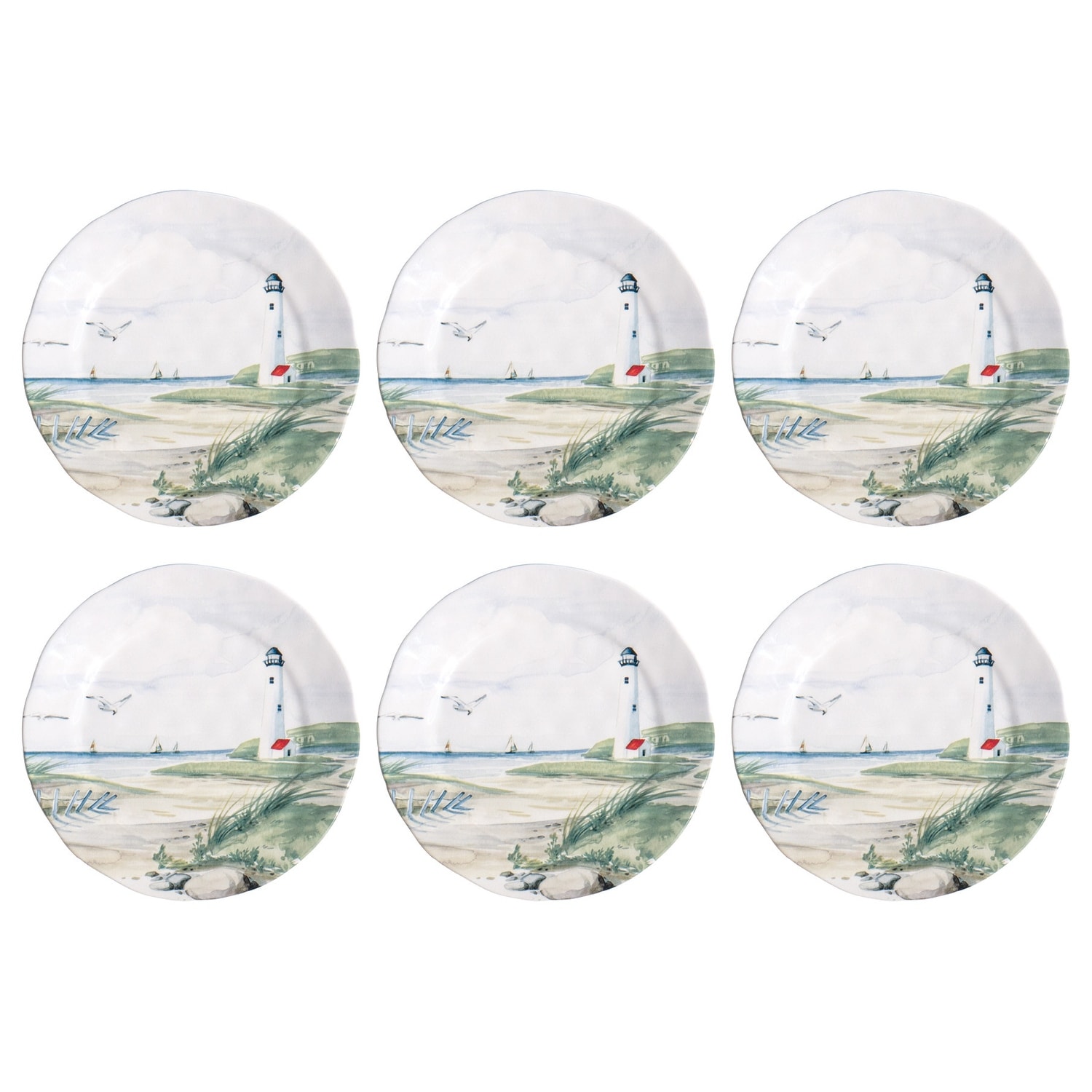 Abode Homewares by TarHong By the Shore Salad Plate, 8.5", Set of 6