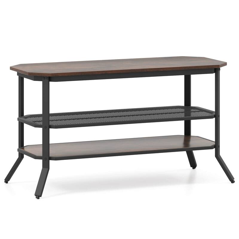 Costway TV Stand for 46" TVs with 2 Storage Shelves Tapered Metal Legs