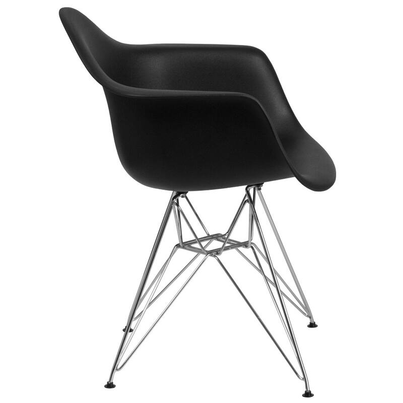 Plastic Chair with Arms and Chrome Base