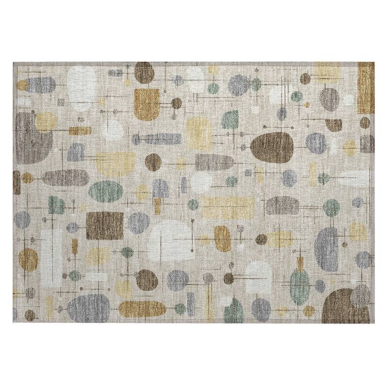 Machine Washable Indoor/ Outdoor Contemporary Fun Chantille Rug