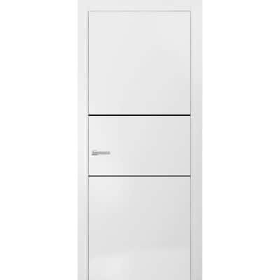 Solid French Door 18 x 80 Planum 0014 White Silk with| Bathroom