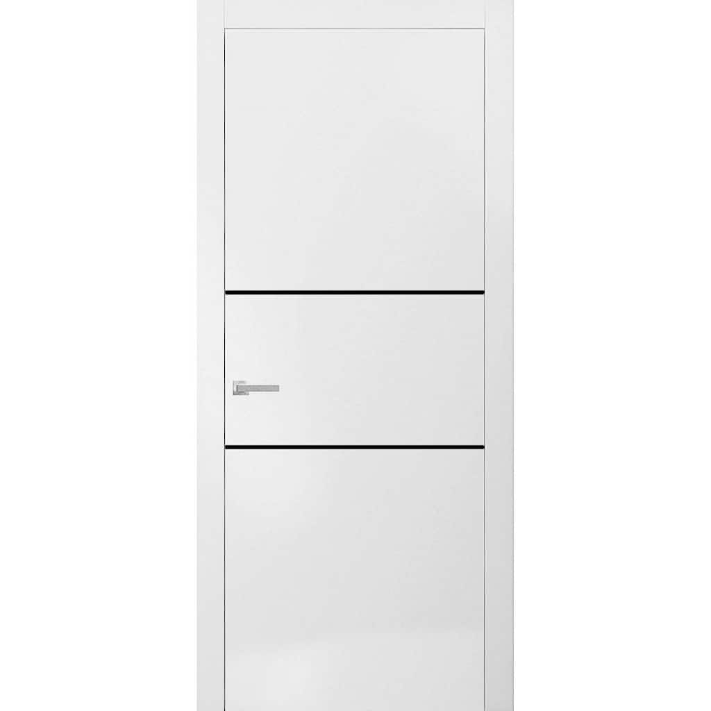 Solid French Door 18 x 80 Planum 0014 White Silk with| Bathroom
