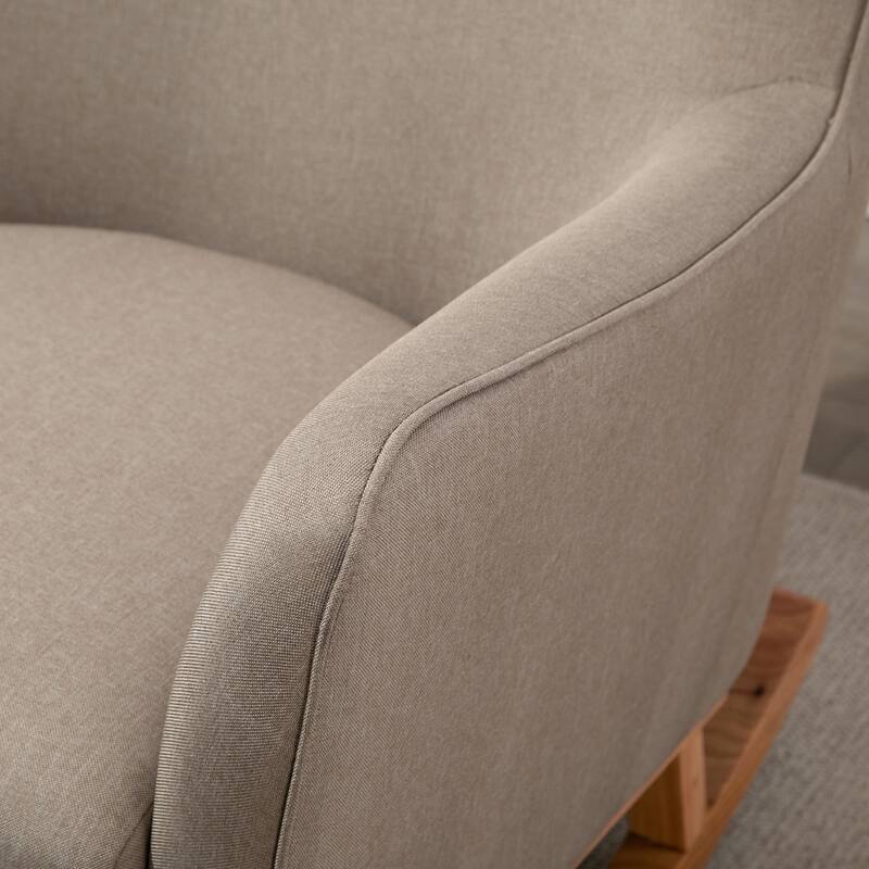 HOMCOM Modern Rocking Sofa Armchair/Lounge Chair with Thick Padding, Winged Back for Living Room, or Bedroom, Greige