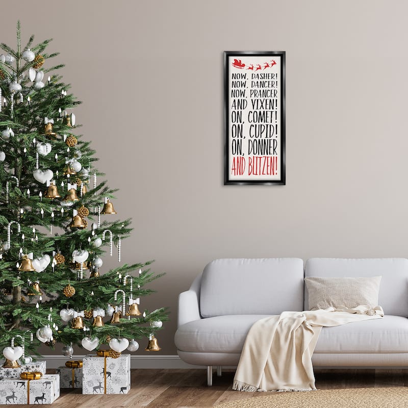 Stupell Holiday Reindeer Names Framed Floater Canvas Wall Art Design By Dogwood Portfolio