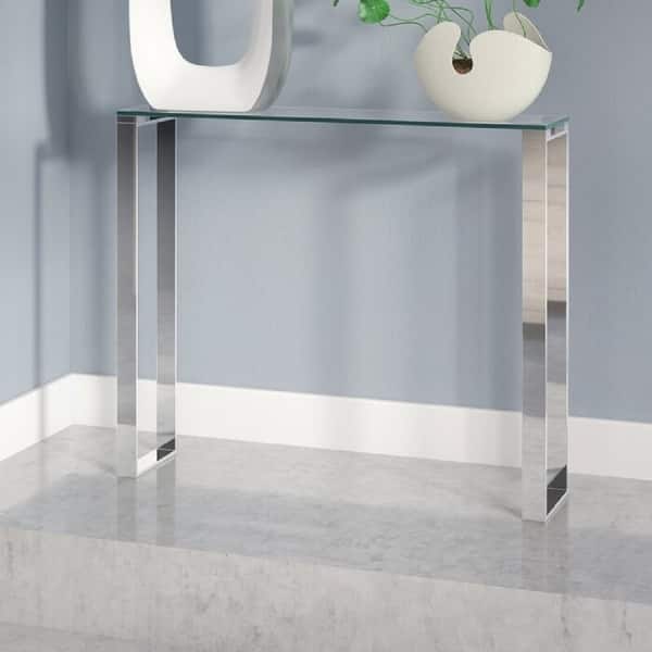slide 6 of 6, Mehpare Gen Glass Console Table 36Lx8Dx30H