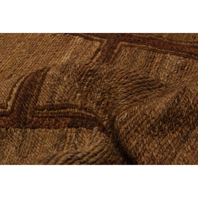 ECARPETGALLERY Flat-Weave Lahor Finest Brown Wool Tapestry Kilim - 13'5 x 13'0