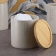 preview thumbnail 23 of 63, Sleek Cotton Pad Holder - Polyresin Bathroom Storage Container with Bamboo Lid - 4 L x 4 W x 4.6H Beige