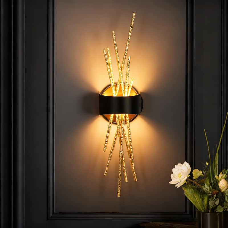 Modern Gold LED Wall Sconce Contemporary Branch Design Bathroom Vanity Light - W5.1" x H21.7" x D3.7"
