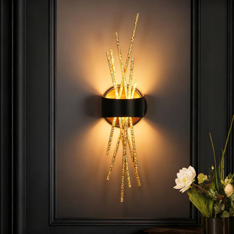 Modern Gold LED Wall Sconce Contemporary Branch Design Vanity Light - W5.1" x H21.7" x D3.7"