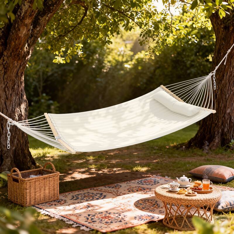 EROMMY Modern Portable Hammock, Hand-Woven Ropes, Anti-Tipping Design for Backyards, Beaches & Campsites