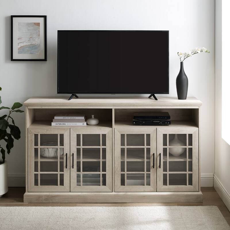 Middlebrook 58-inch Framed Glass 4-Door TV Stand - White Oak