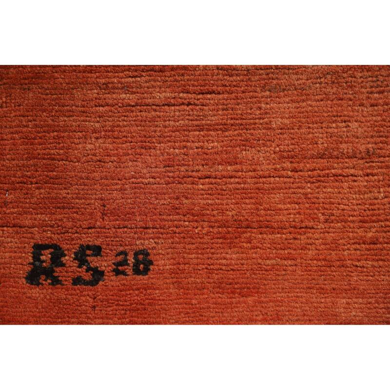 Gabbeh Oriental Foyer Rug Orange Handmade Wool Carpet - 2'7"x 4'1"