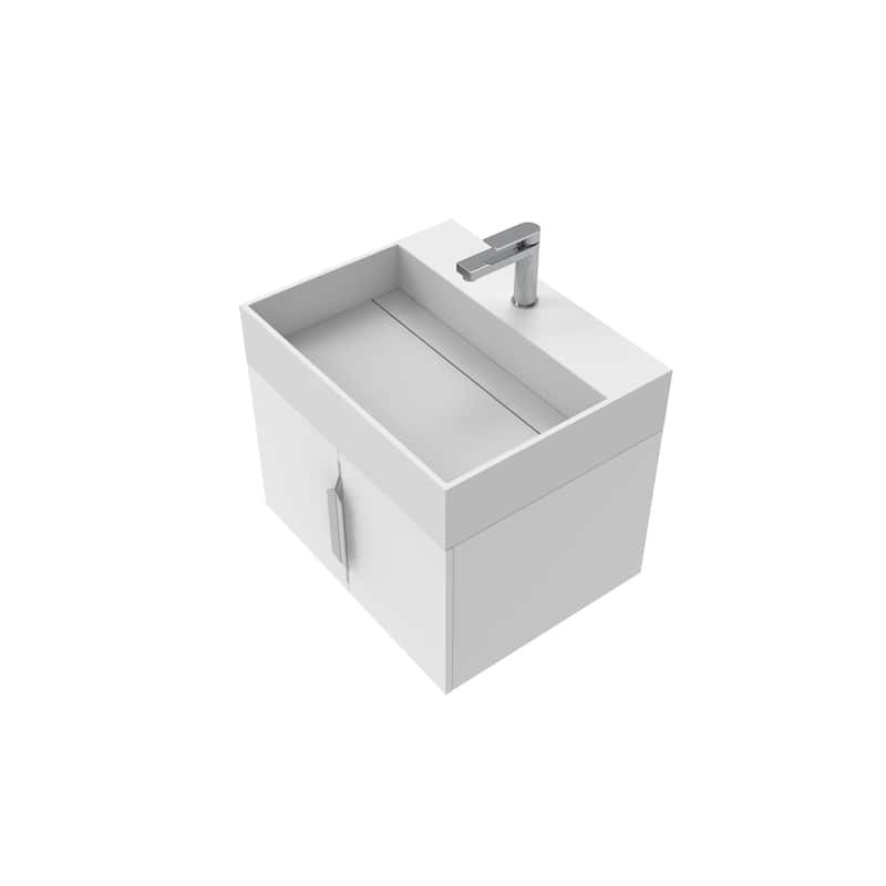 Amazon 24" Wall Mounted Bathroom Vanity Set w/ White Top - Brushed Nickel Finish - White