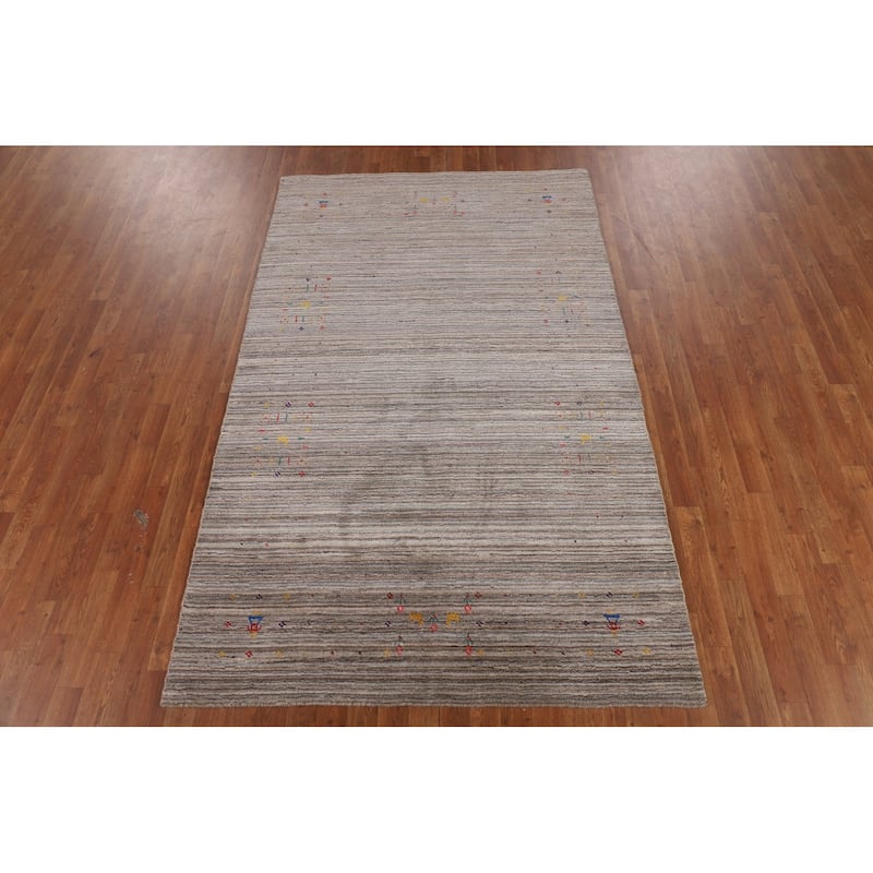 Earth Tone Gabbeh Oriental Area Rug Handmade Wool Carpet - 4'11" X 7'11"