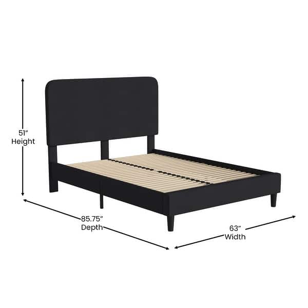 dimension image slide 3 of 8, Upholstered Platform Bed with headboard