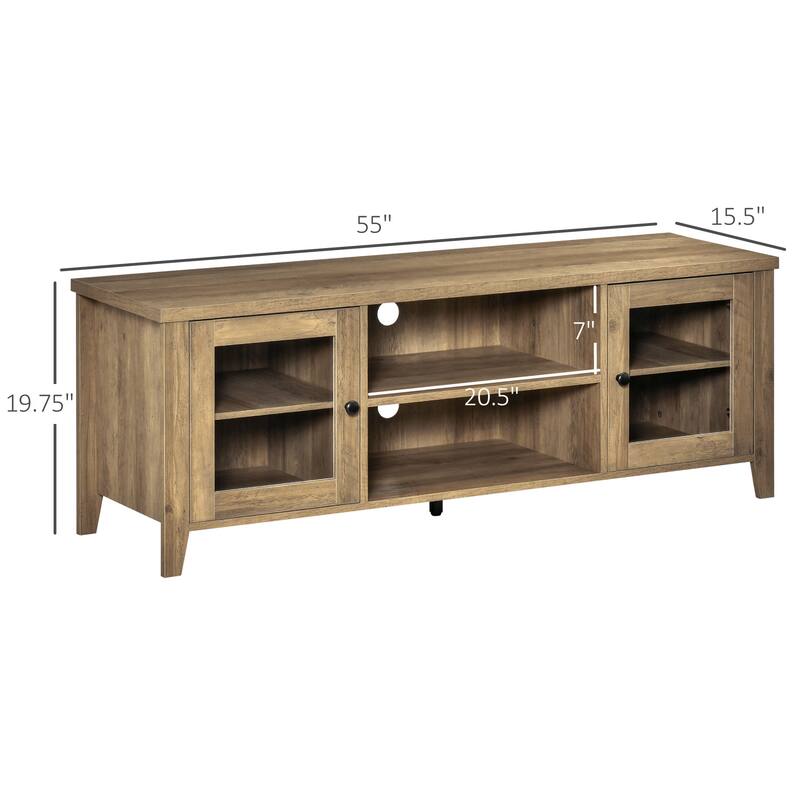 Modern TV Stand with Adjustable Shelves Cable Management and Heavy Duty Capacity - 55" W x 15.5" D x 19.75" H