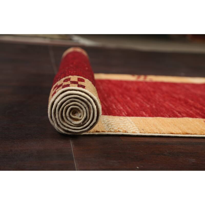 Gabbeh Kashkoli Oriental Hallway Runner Rug Wool Hand-knotted Carpet - 2'8" x 8'5"