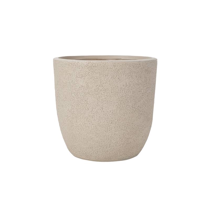 Lightweight Matte Textured MGO Flower Pot Set of 3,Round Concrete Stackable Planter with Drainage Holes and Rubber Plug