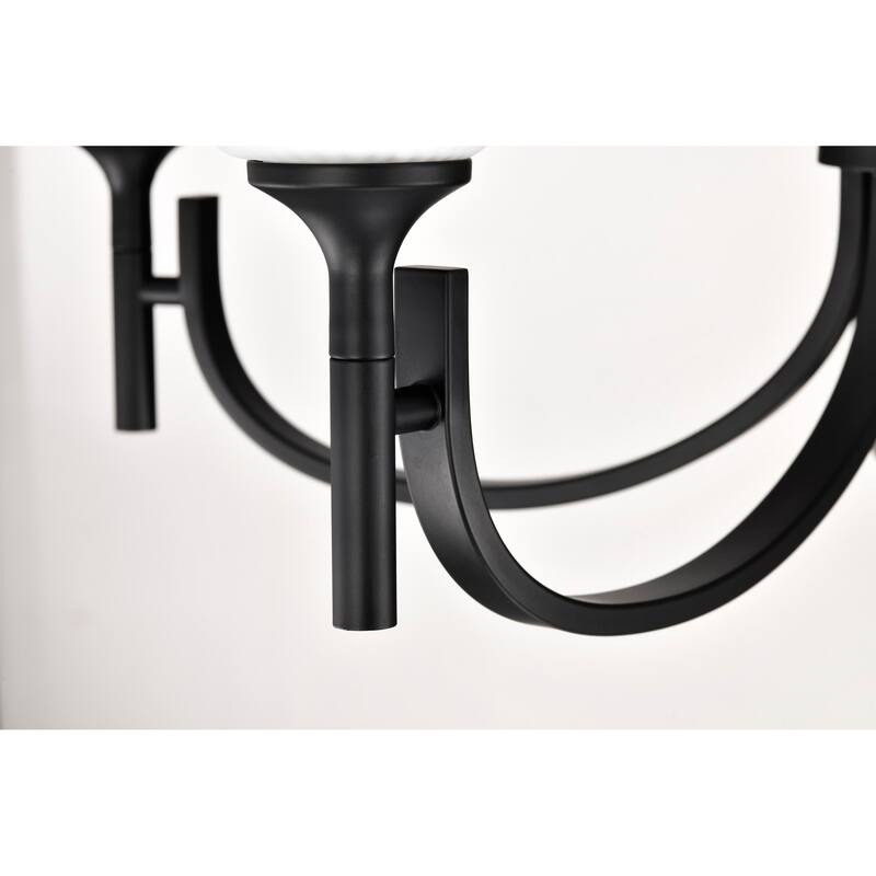 Solara 5 Light Chandelier Matte Black Finish Frosted Ribbed Glass - Matte Black