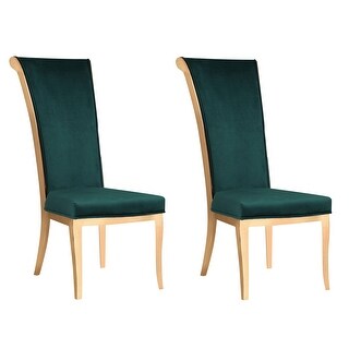 Somette Contemporary Green Velvet High Back Side Chair, Set of 2 - Dining height