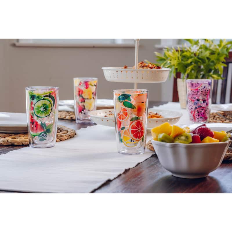 Tervis Yao Cheng Chilled Fruit Made in USA Double Walled Insulated Travel Tumbler, Assorted - 16oz - 4pk
